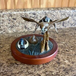 Wildlife Duck Figurine with Brown Base
